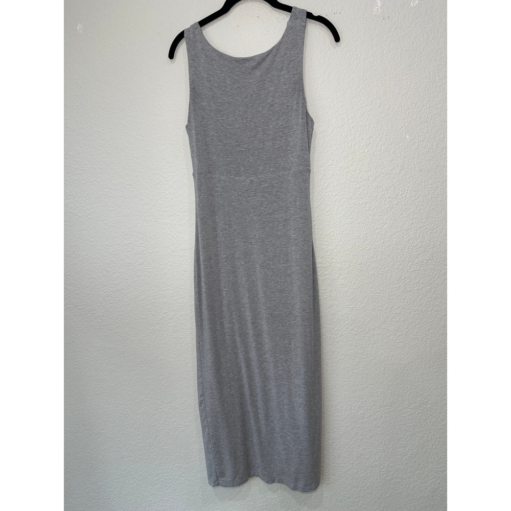Athleta Gray Sleeveless Square‎ Back Midi Sheath Dress XS Heathered Knit